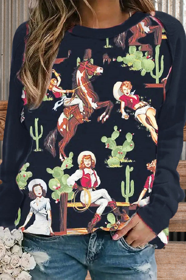 Retro Western Pattern Sweatshirt