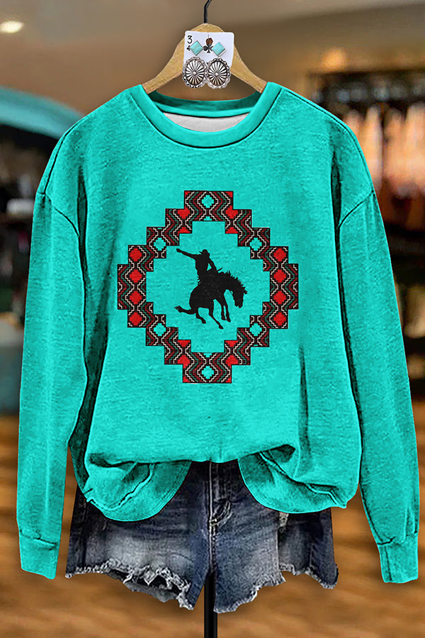 Vintage Western Rodeo Print Sweatshirt