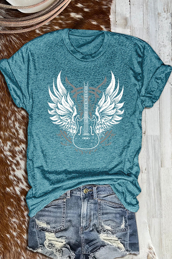 Wings Print Crew Neck T-shirt