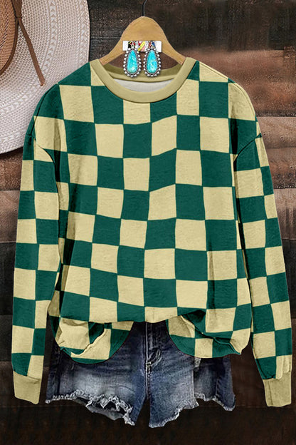 Checkered Print Sweatshirt