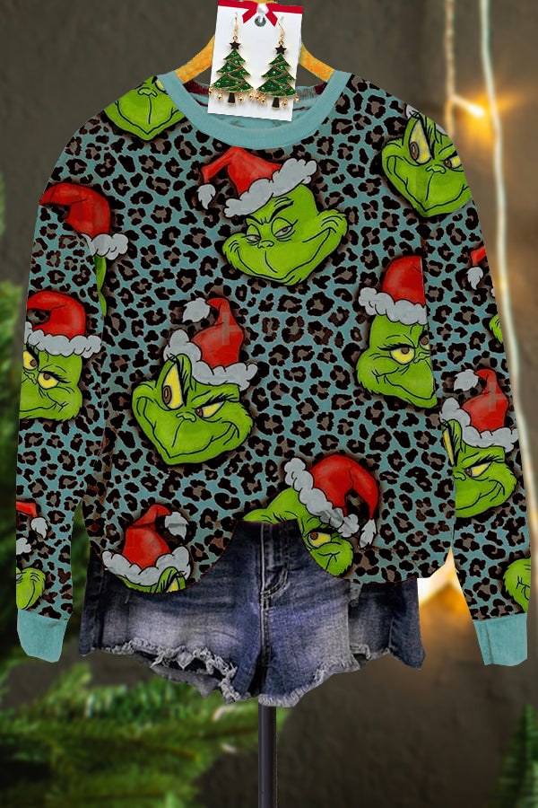 Leopard Grinch Print Sweatshirt