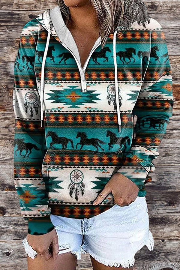 Vintage Western Print Hoodie