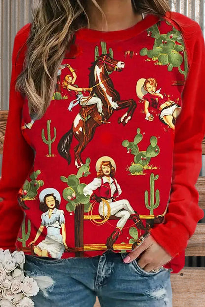 Retro Western Pattern Sweatshirt