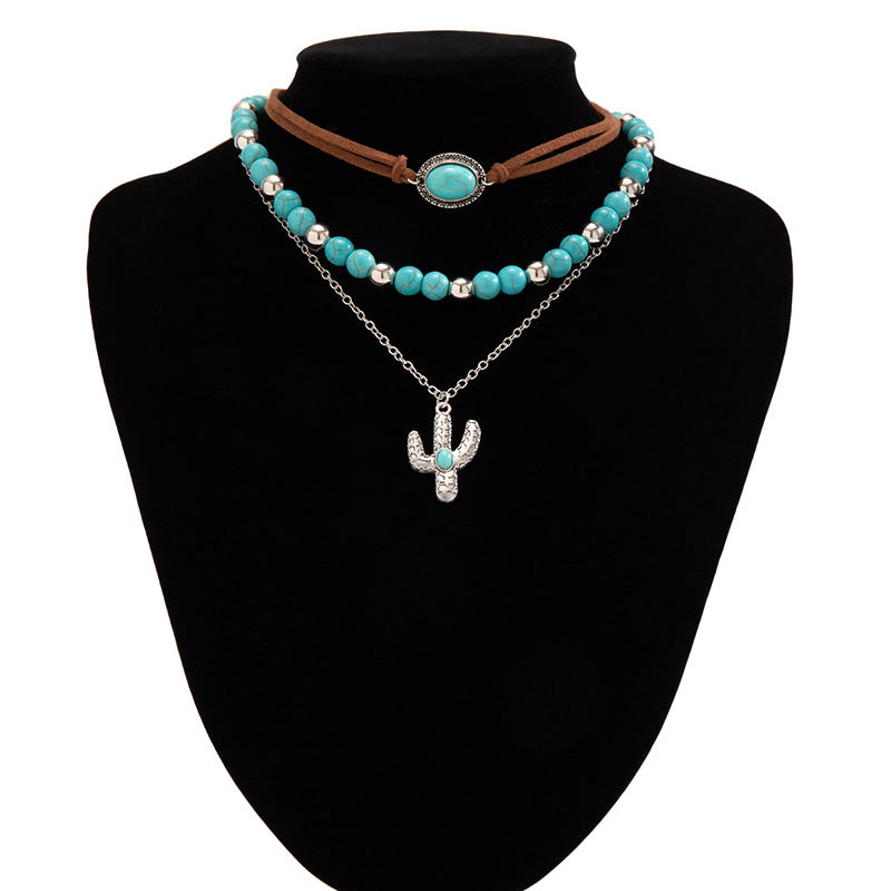 Vintage Western Cowboy Turquoise Beaded Necklace