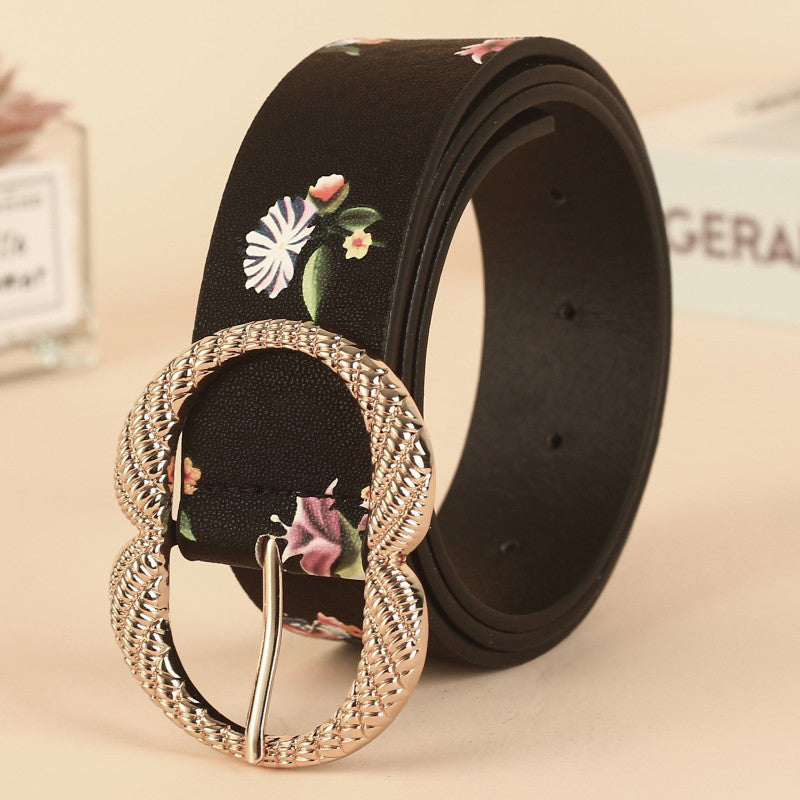 Elegant Floral Lips Pin Buckle Belt