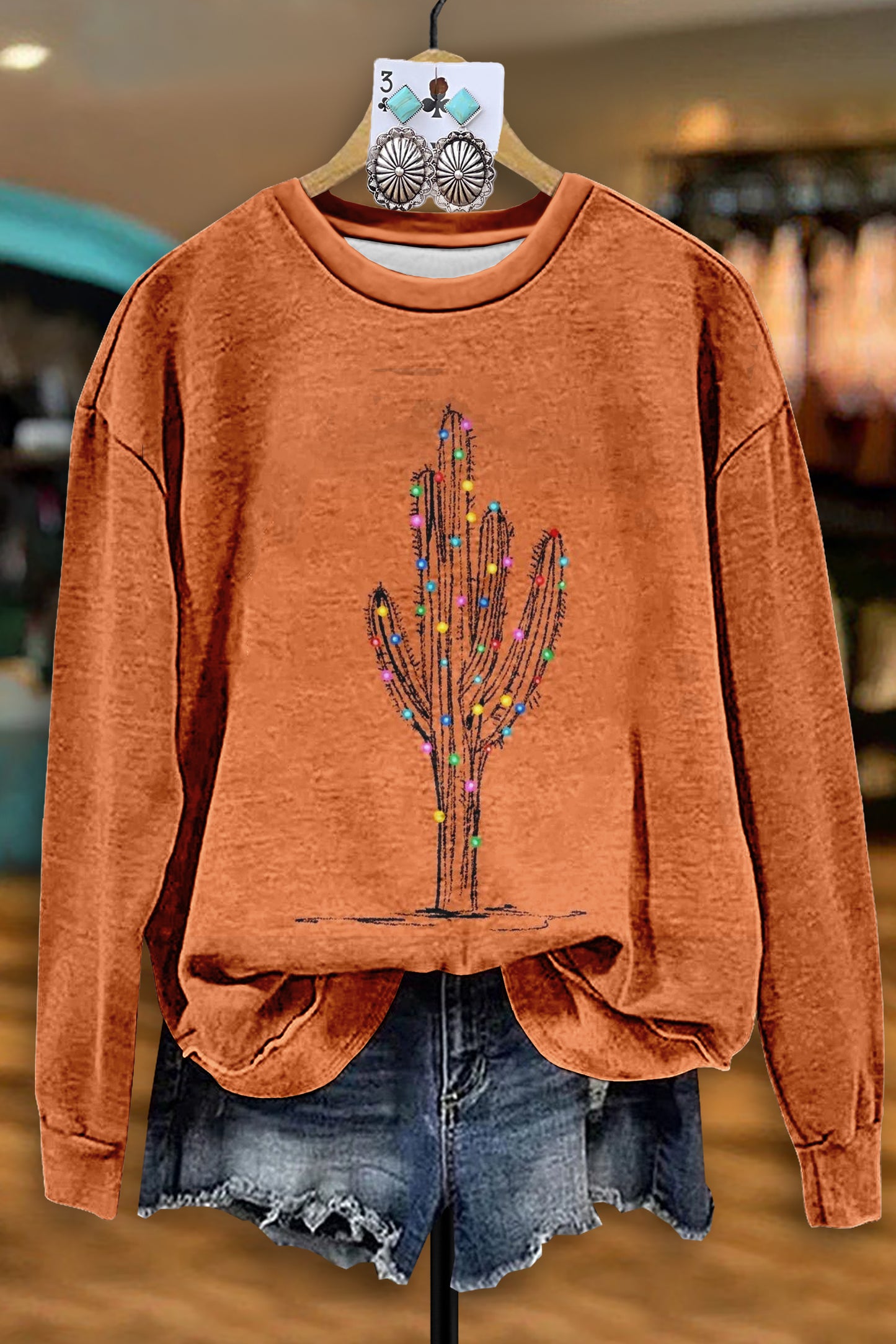 Shiny Western Cactus Light Ball Sweatshirt