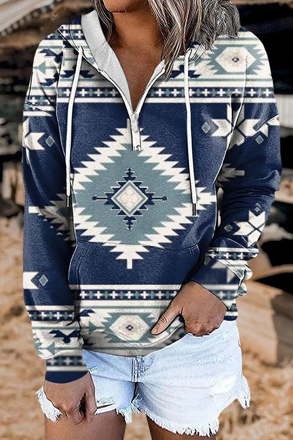 Vintage Western Print Hoodie