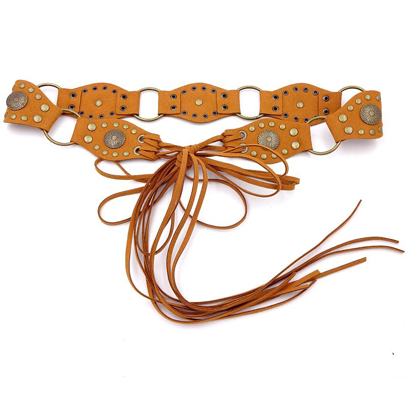 Retro Ethnic Rivet Waist Rope