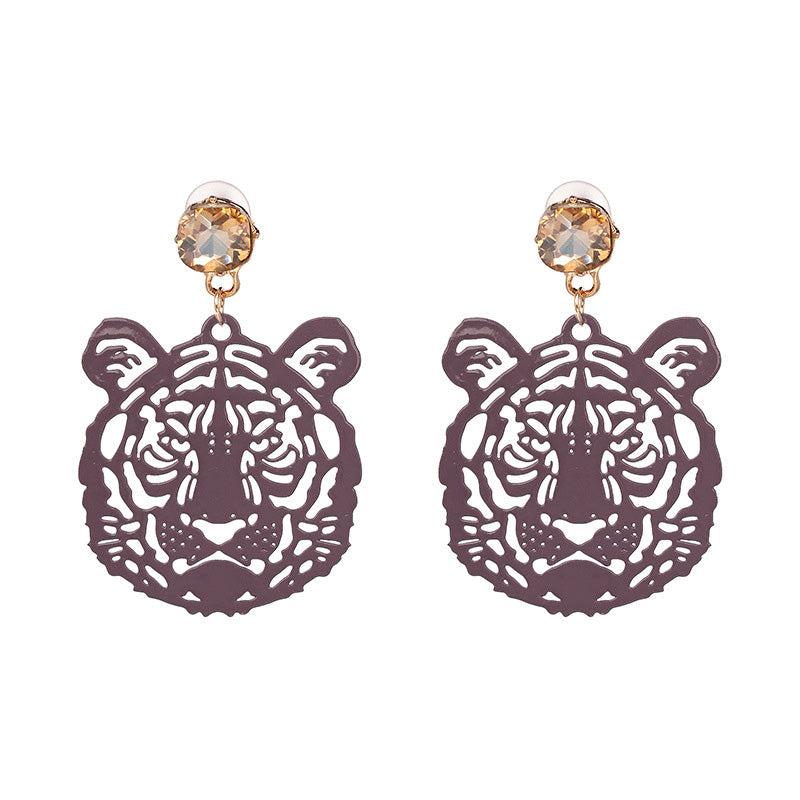 Diamond Tiger Hollow Earrings