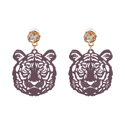 Diamond Tiger Hollow Earrings