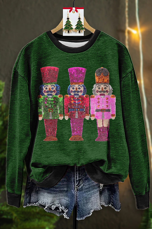 Shiny Nutcracker Sequin Print Sweatshirt