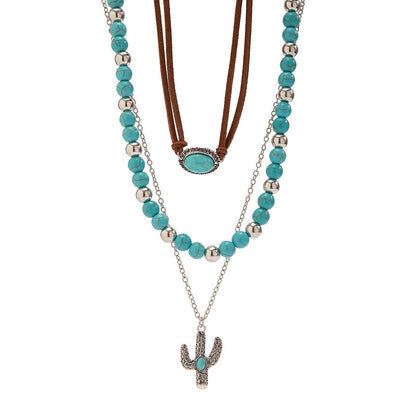 Vintage Western Cowboy Turquoise Beaded Necklace