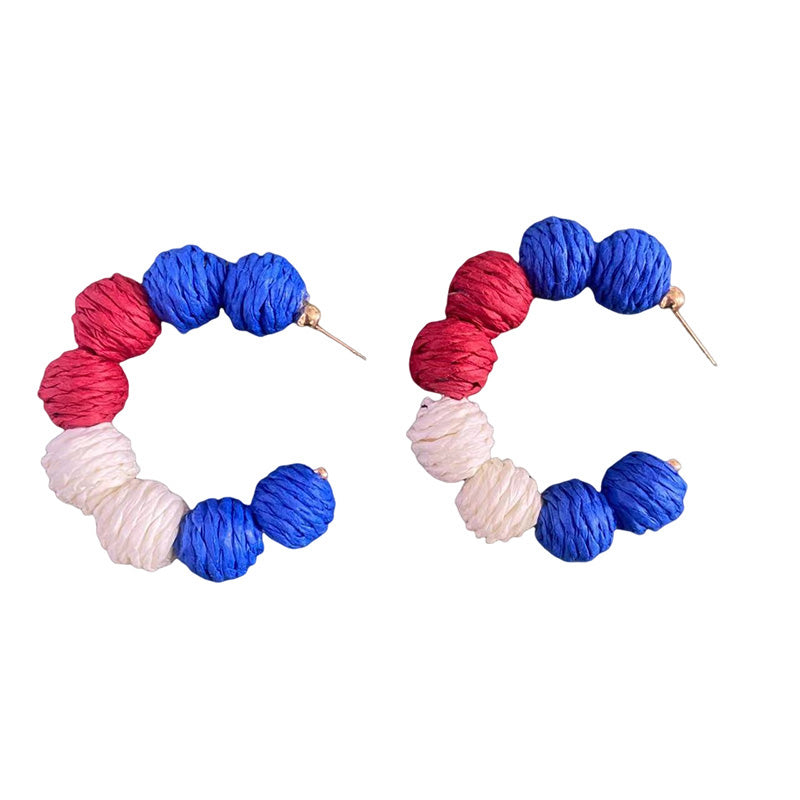 Classic Ball Red White Blue Earrings