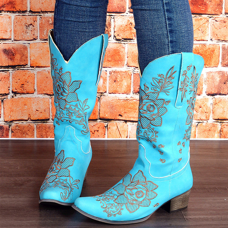 Embroidered Floral Vintage Boots