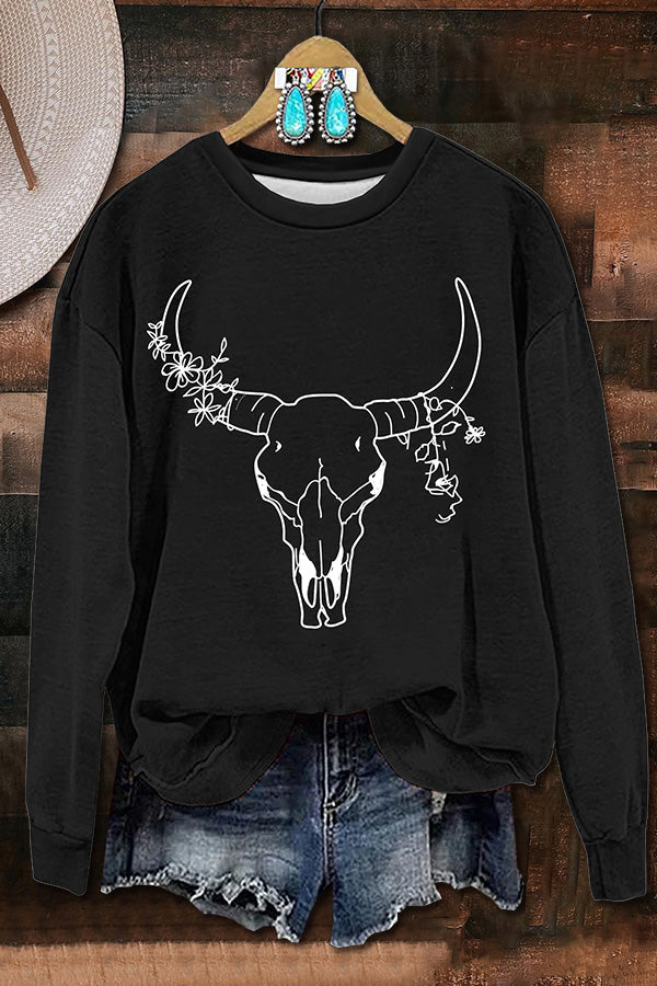 Longhorn Head Print Sweatshirt