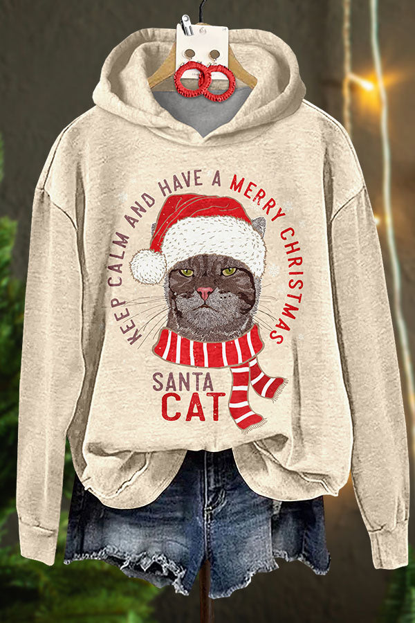 Christmas Santa Cat Hooded Sweatshirt