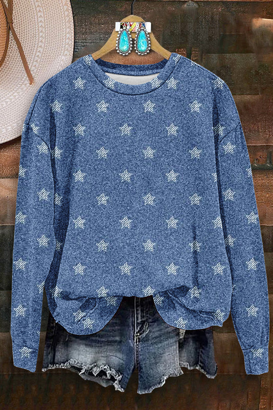 Casual Star Print Long Sleeve Top