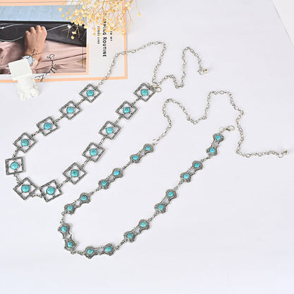 Antiqued Metal Turquoise Waist Chain