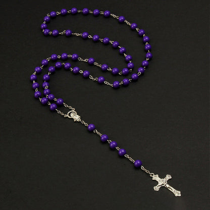 Vintage Faith Cross Beaded Necklace