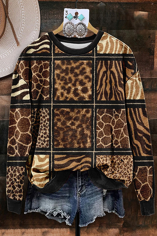 Vintage Western Leopard Print Sweatshirt