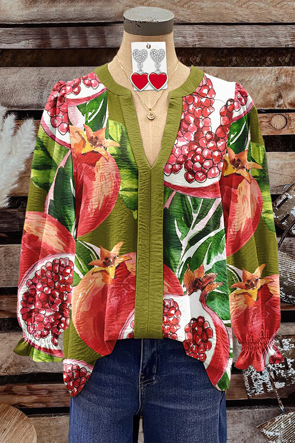 Autumn Pomegranate Print Shirt