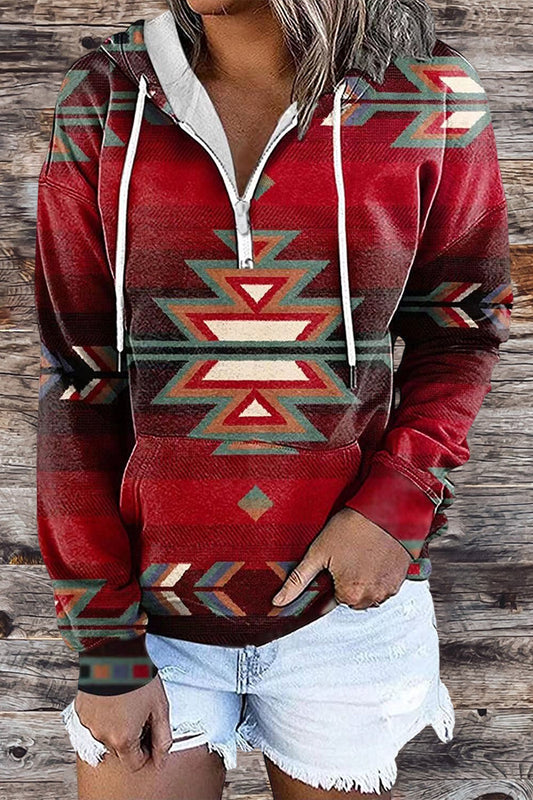 Vintage Western Print Hoodie