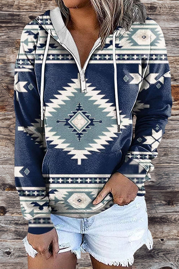 Vintage Western Print Hoodie