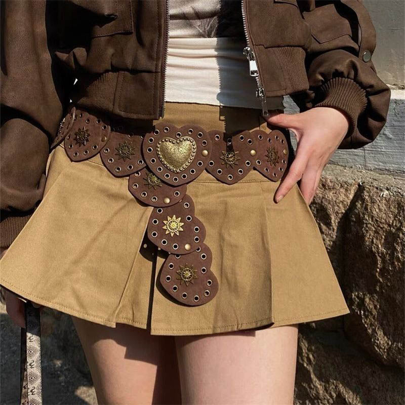 Love Suede Punk Style Rivet Belt