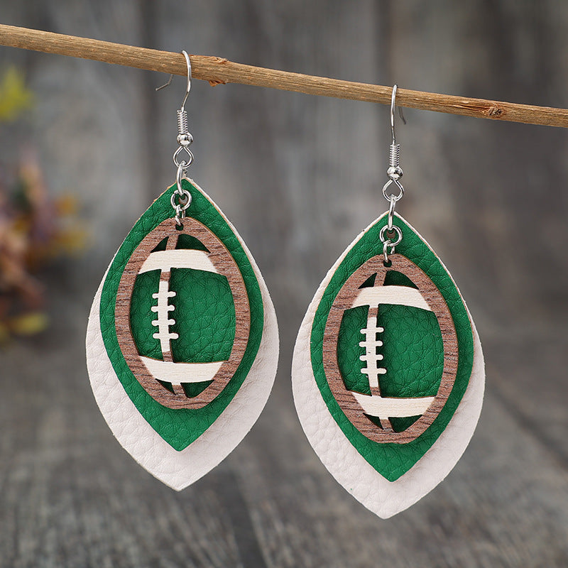 Sports Retro Style Rugby Earrings