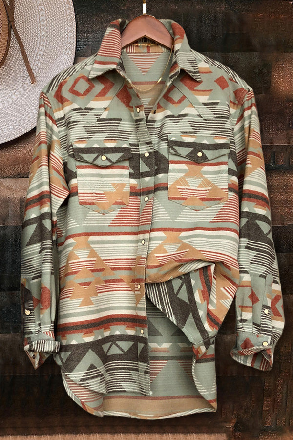 Retro Western Aztec Print Shirt