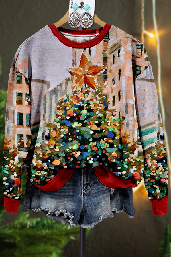 Vintage Color Block Christmas Sweatshirt