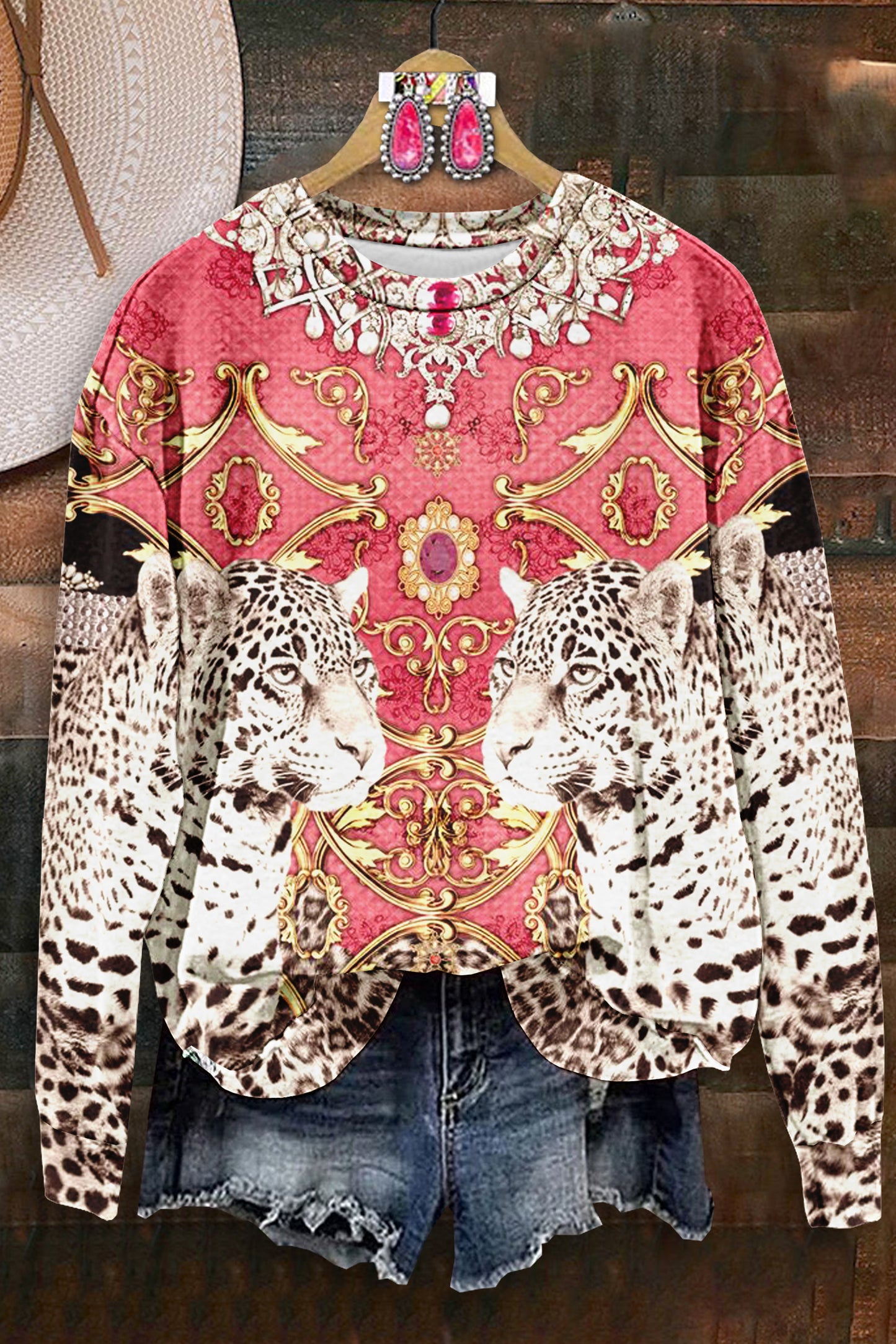 Vintage Leopard Print Long Sleeve Top