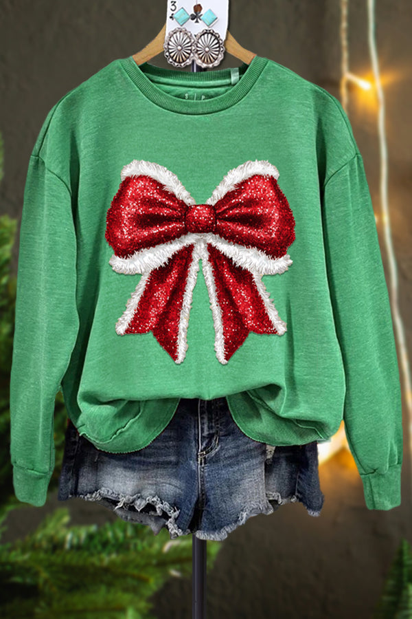 Retro Contrast Color Christmas Sweatshirt