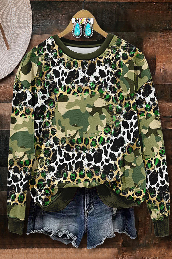 Cow Pattern Camouflage Print Sweatshirt