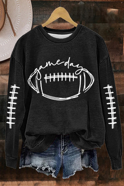 Classic Gameday Football Print Sweatshirt