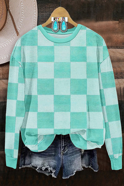 Checkered Print Sweatshirt