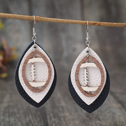 Sports Retro Style Rugby Earrings