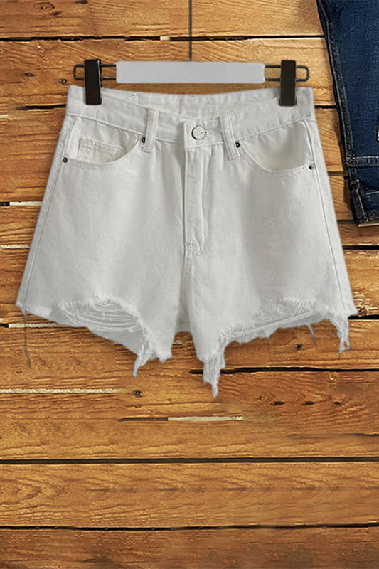 Classic Ripped Tassel Denim Shorts