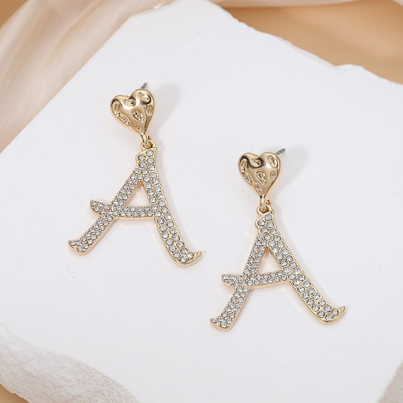 Gameday Diamond A Letter Earrings