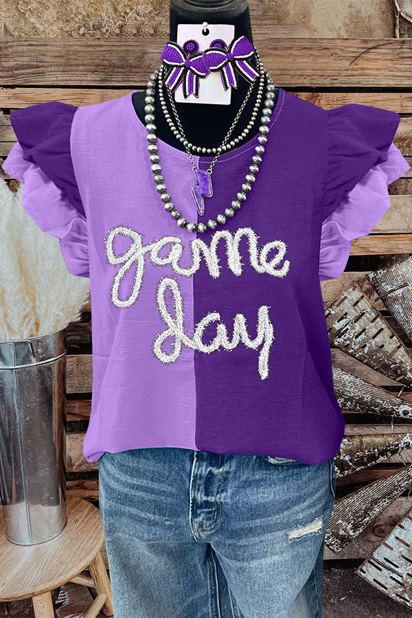 Classic Gameday Shiny Letters Flying Sleeve Top