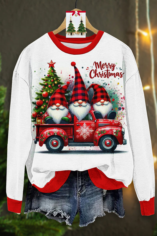 Classic Christmas Print Long Sleeve Top