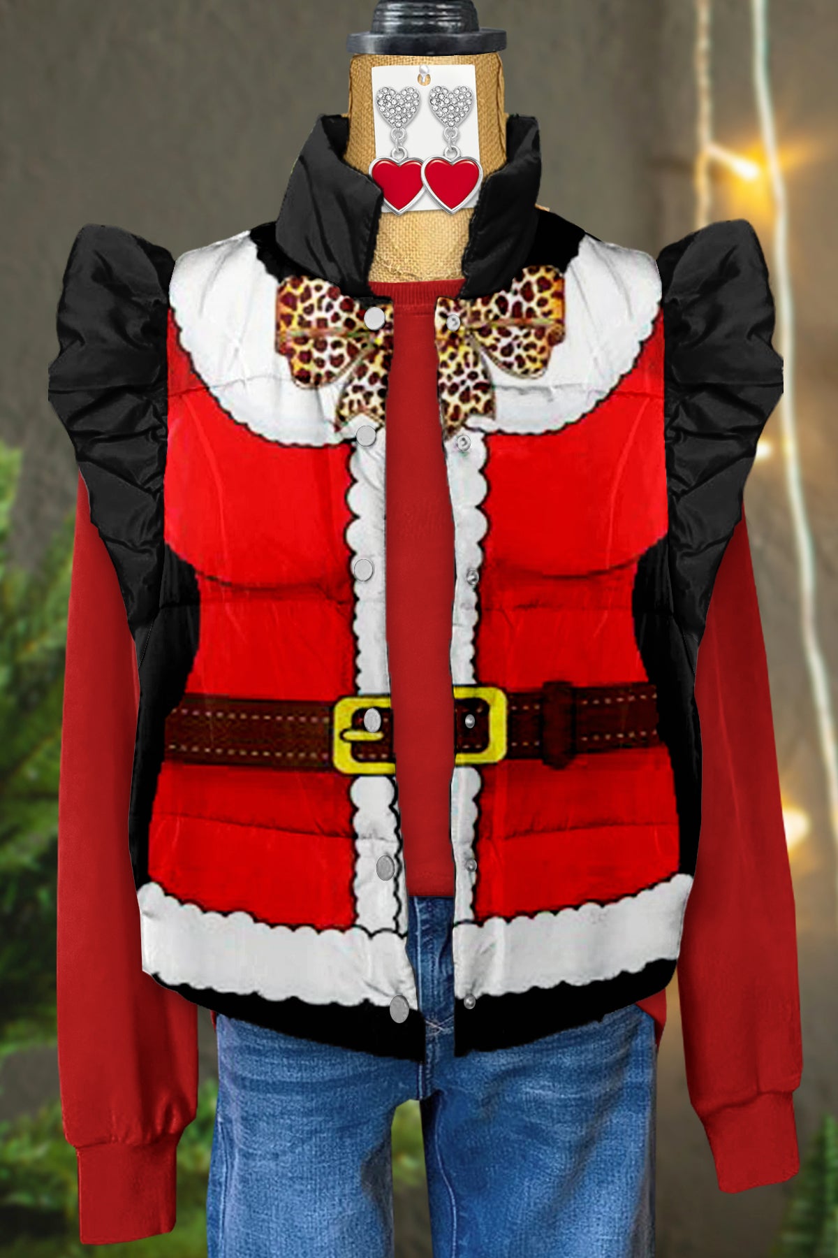 Classic Christmas Ugly Print Fly Sleeve Vest