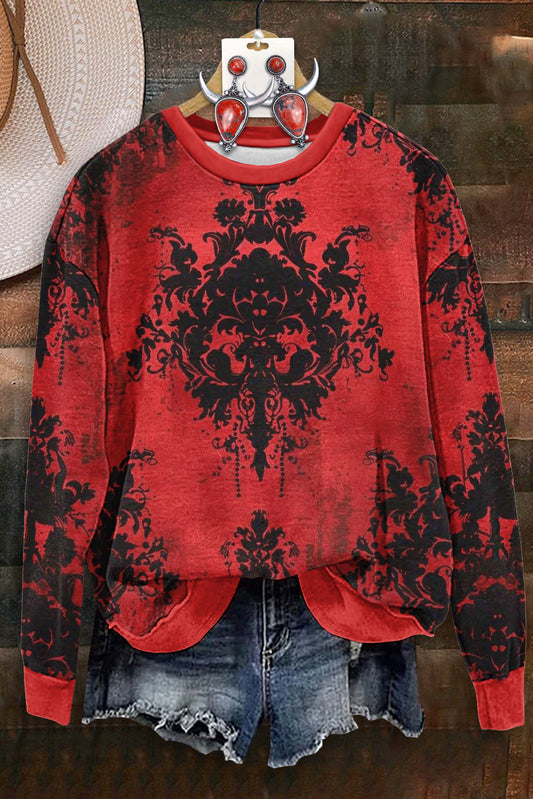 Vintage Distressed Print Long Sleeve Sweatshirt