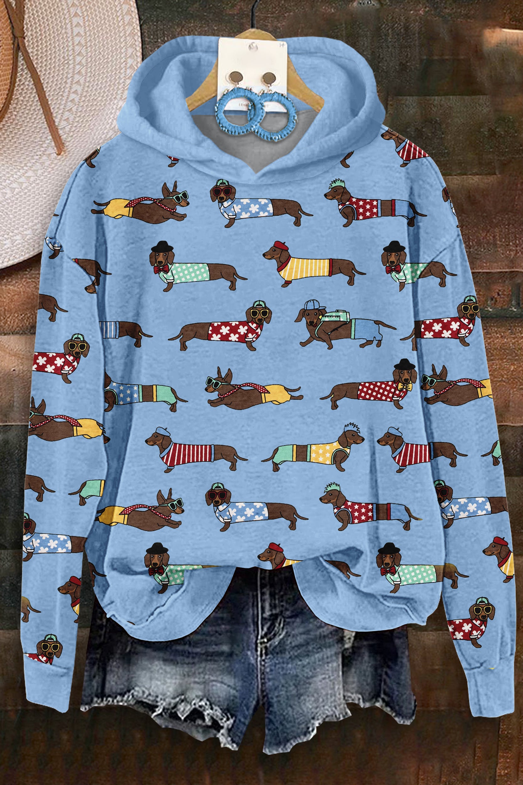 Cute Dachshund Print Hoodie