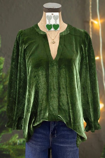 Classic Velvet Solid V-Neck Top