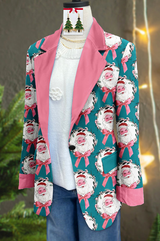 Sweet Christmas Santa Claus Print Jacket