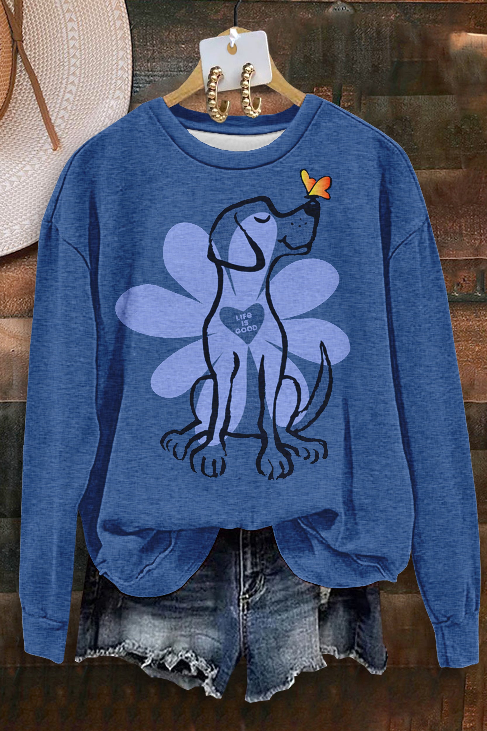 Classic Dog Print Long Sleeve Top