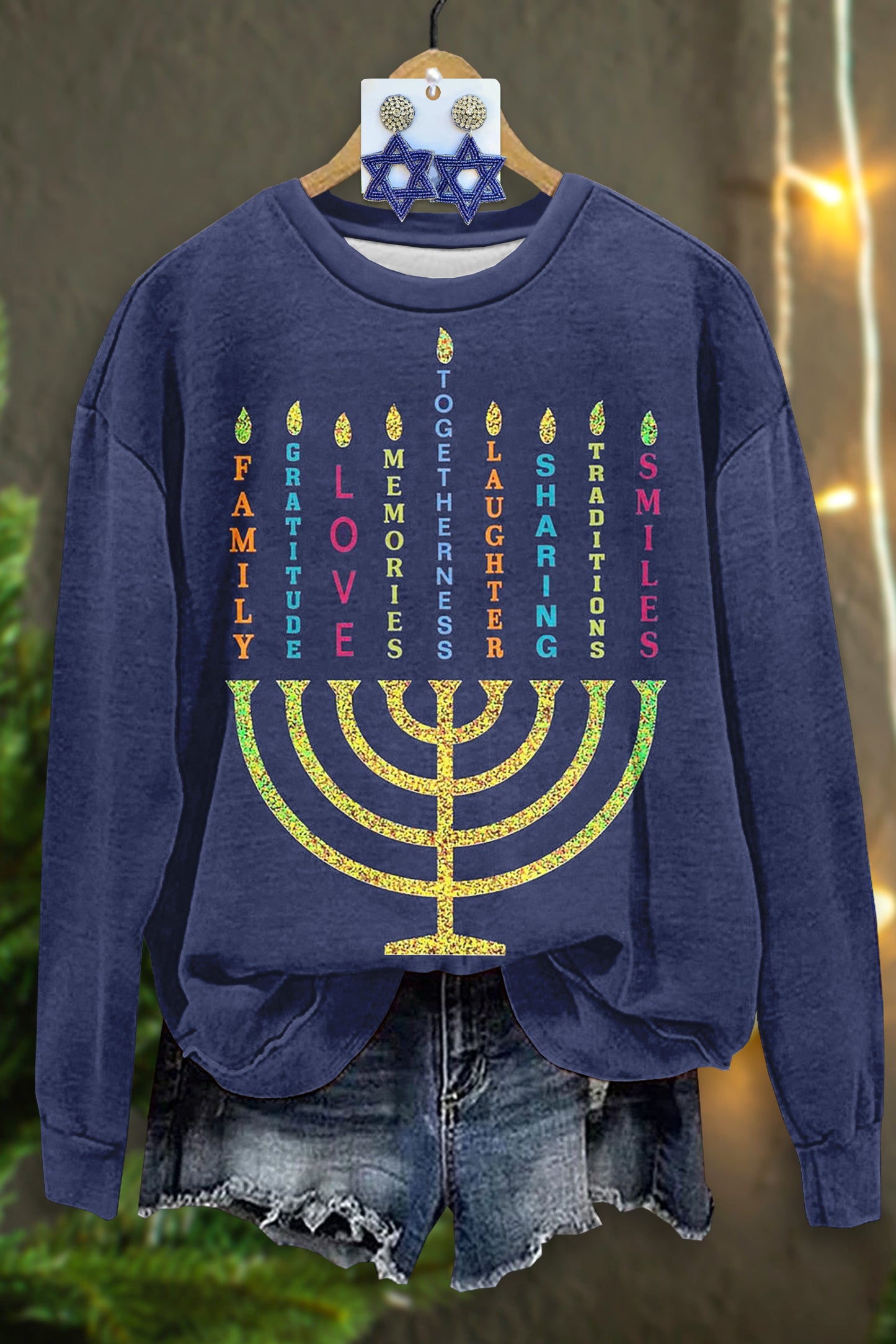 Classic Hanukkah Slogan Print Top