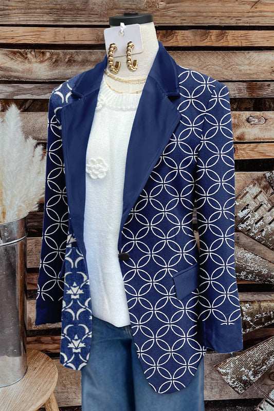 Classic Graphic Print Long Sleeve Blazer