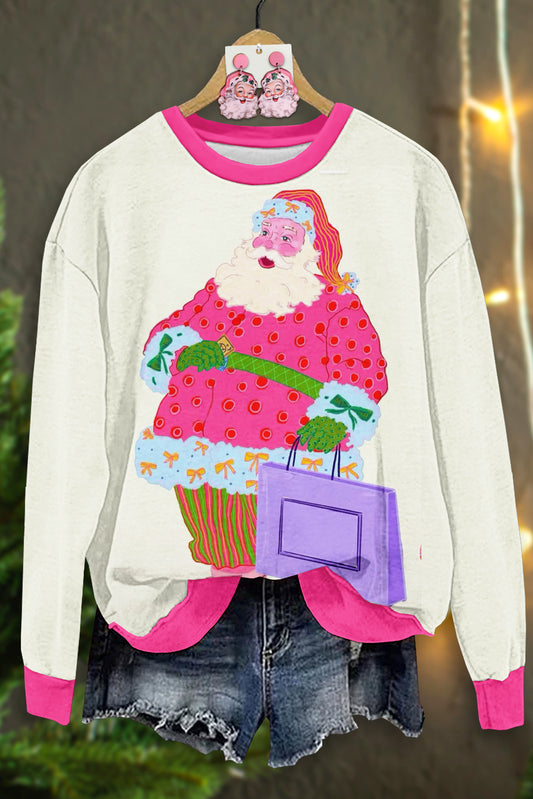 Sweet Christmas Santa Claus Print Top